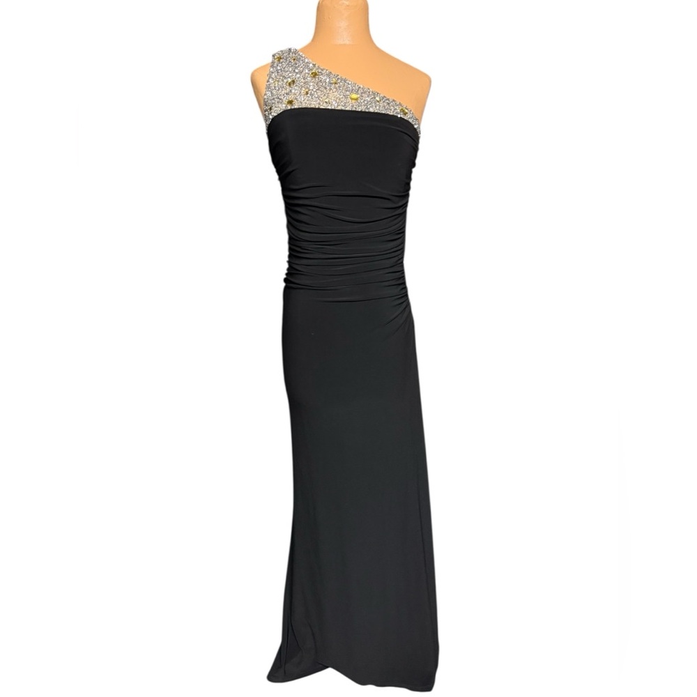 JS Boutique, Off The Shoulder Rhinestones Maxi Gown